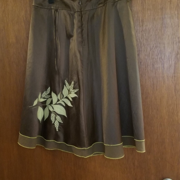 Vintage Liz Claiborne Silk Applique Skirt- A-line Olive Lime 14P Two Lay… - Picture 7 of 9